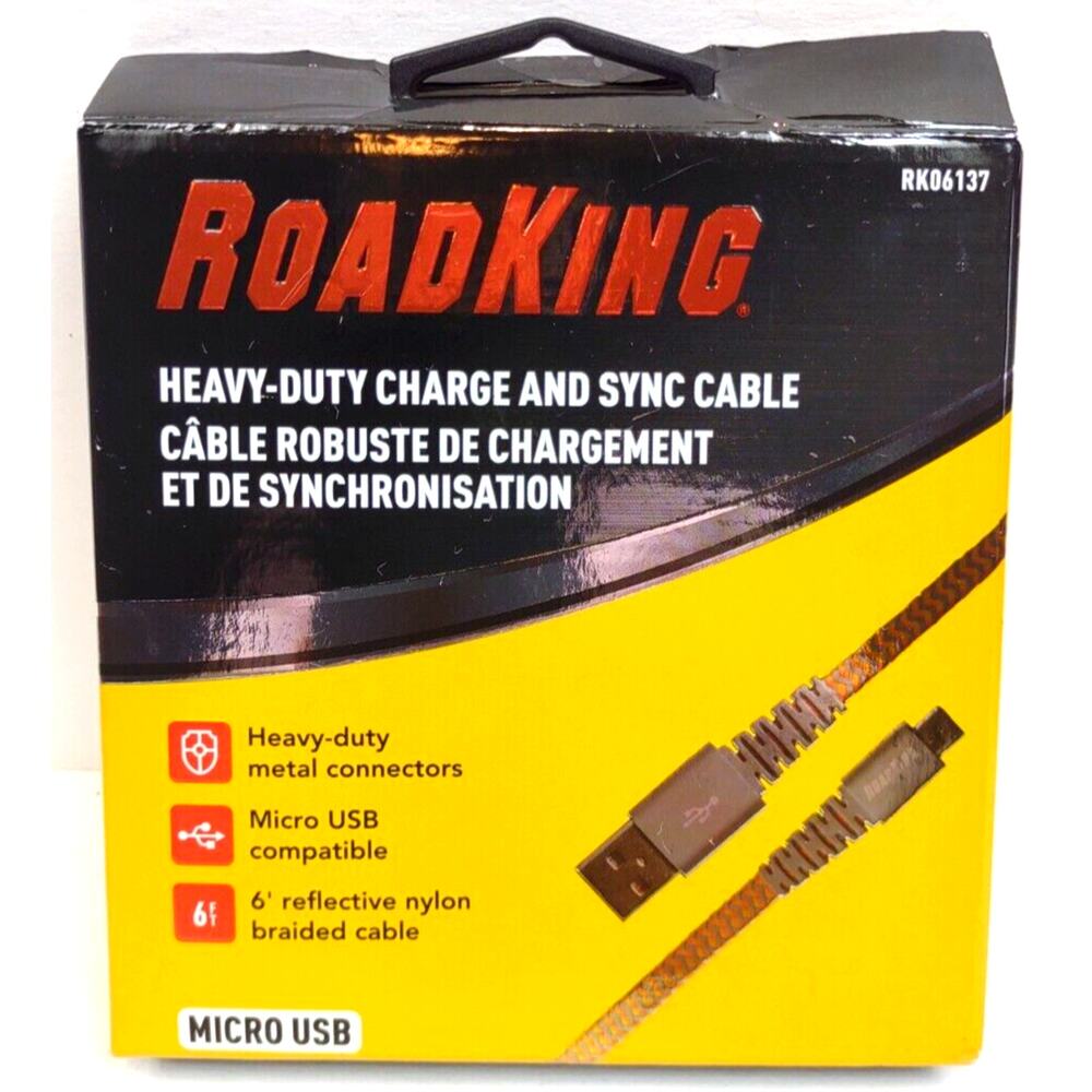 Road King 6' Heavy-Duty Charge and Sync Cable 6Ft USB to Micro RK06237
